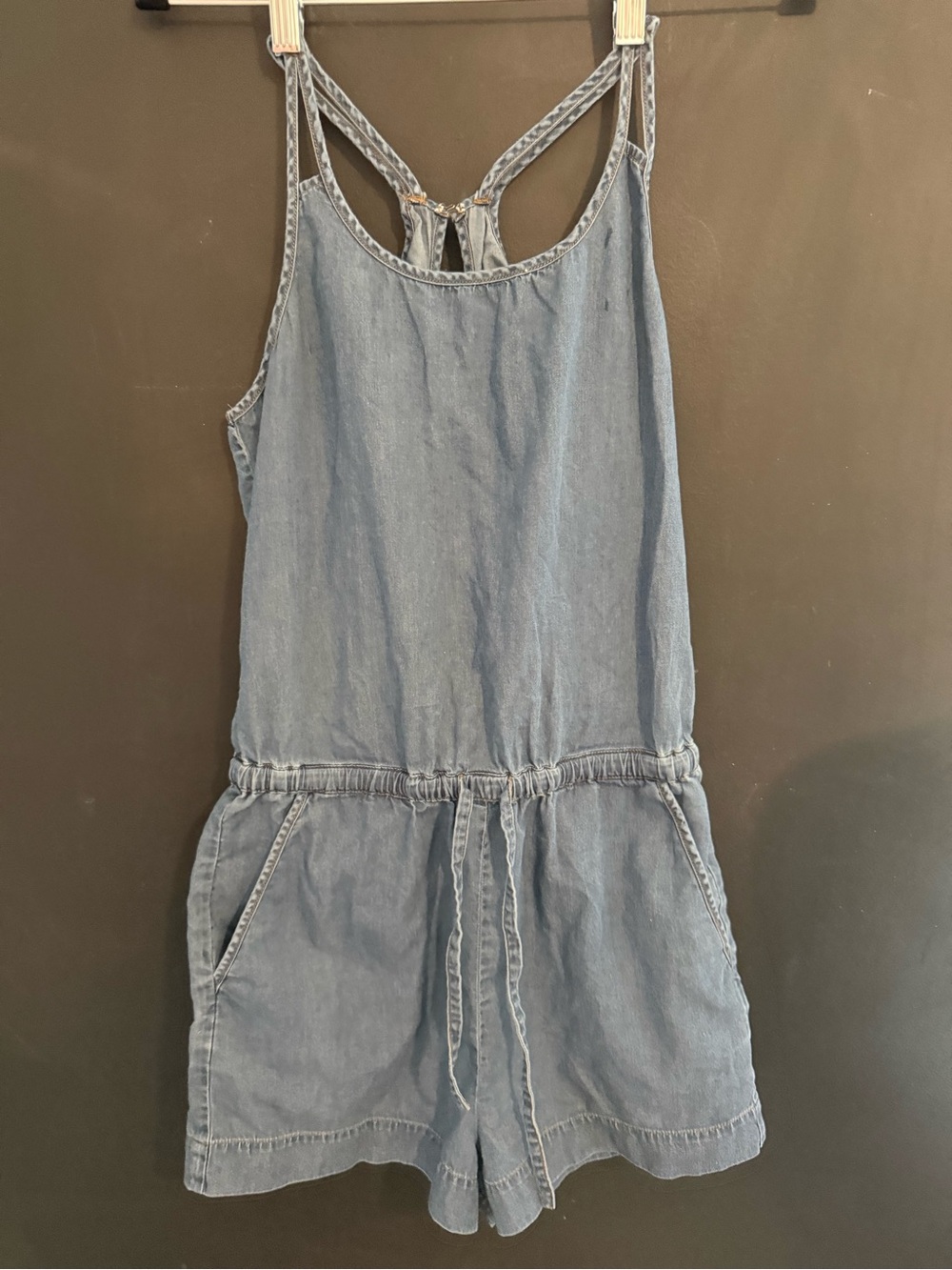 Junior Womens Blue Denim Romper - Lightweight Chambray YMI brand medium